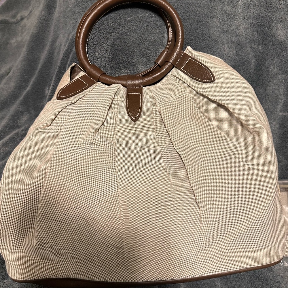 Elegant Cream and Brown Women's Bag